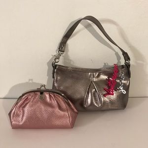 Victorias Secret Silver Purse & Pink Clutch Combo